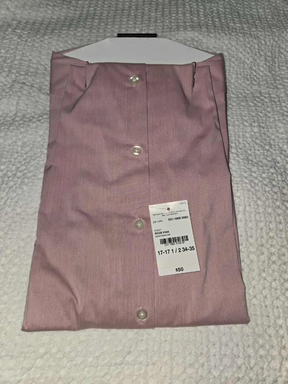 NWT J. Ferrar Ultra Comfort Rose Pink Slim Fit Dress Shirt XL 17-17½ 34/35 - Picture 5 of 5